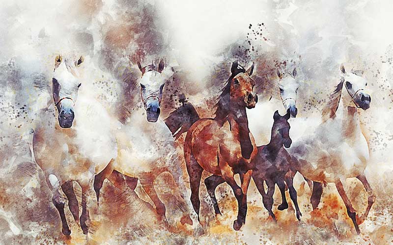 Horse riding painting