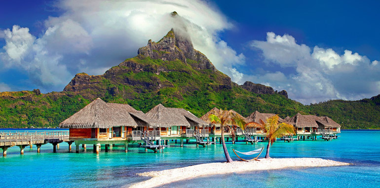 Beautiful tropical hut on the beach